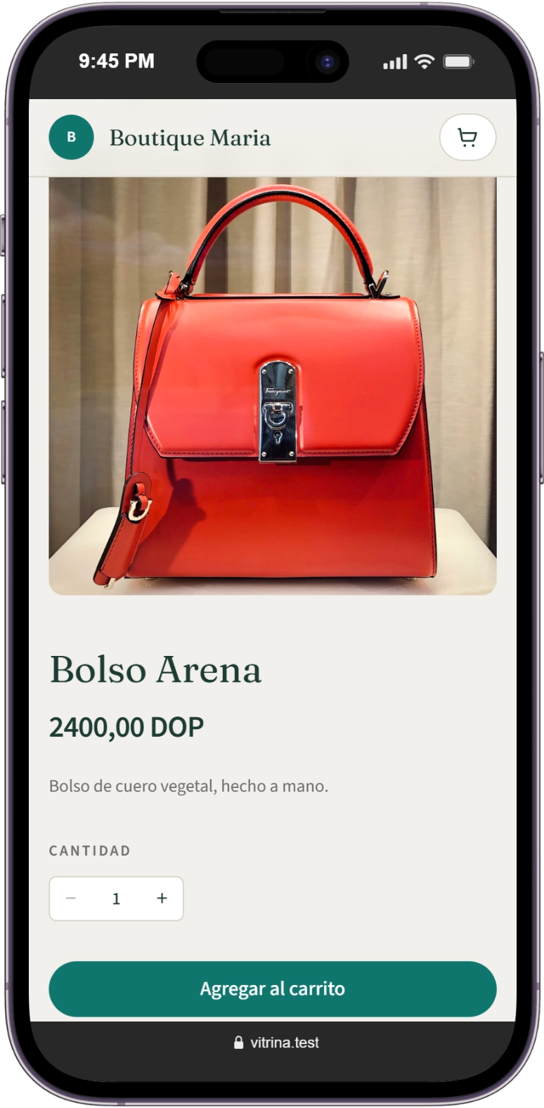 Ficha de producto Bolso Arena en iPhone